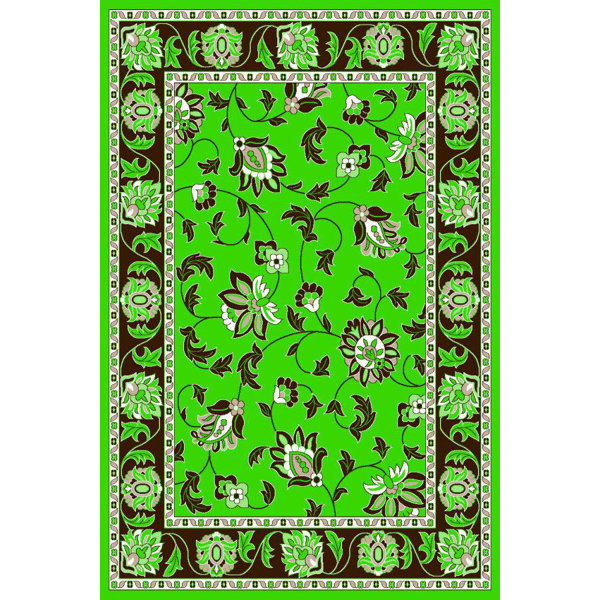 Persianrugs Persian Power Loom Performance Lime Green/Dark Brown Rug Wayfair Canada